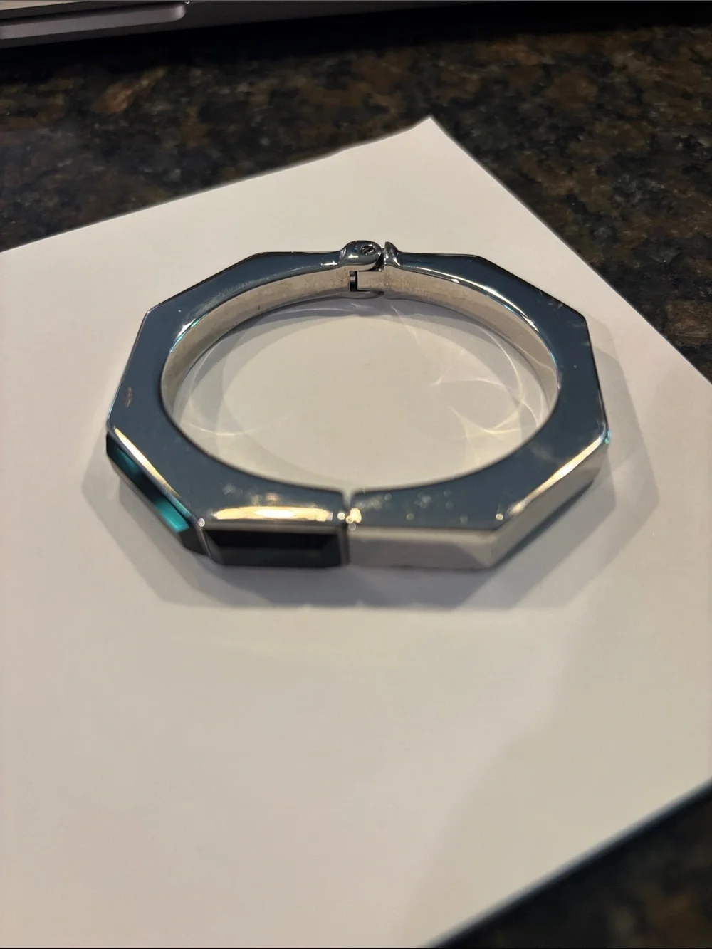 Vita Fede Silver Octagonal Bracelet with Black Inlay